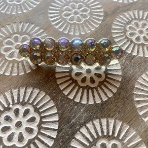 Vintage Aurora Borealis Pin a Two Row Rectangular Shape